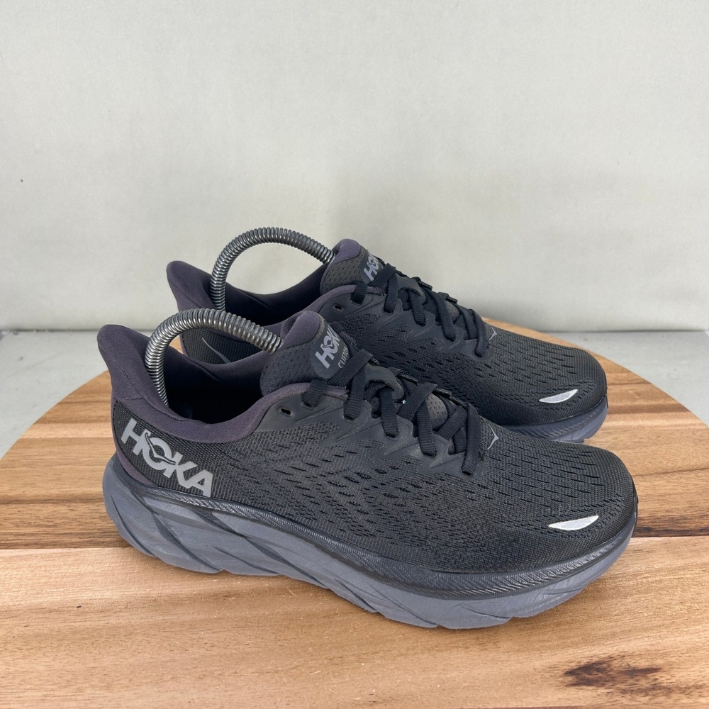 Hoka Clifton 8 Wide Black Dark Shadow Running Shoes 1121375 BBLC Womens 7.5 D